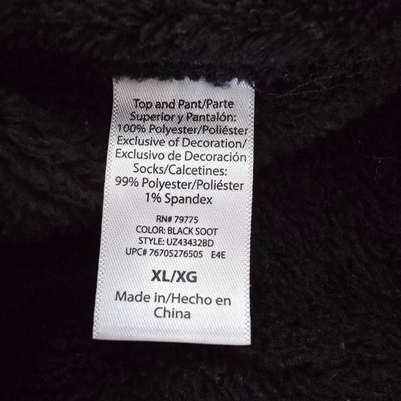 Womens Black Fleece "I Love Santa" Heart Holiday Pajama Top XL - Picture 4 of 5